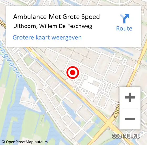 Locatie op kaart van de 112 melding: Ambulance Met Grote Spoed Naar Uithoorn, Willem De Feschweg op 1 december 2014 00:49