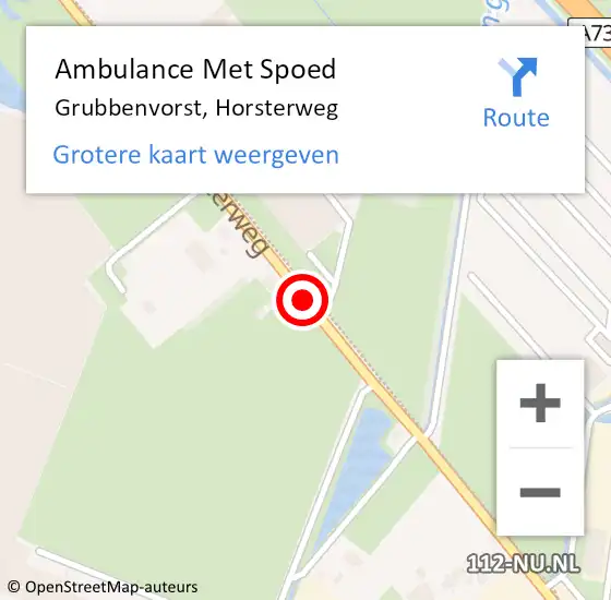 Locatie op kaart van de 112 melding: Ambulance Met Spoed Naar Grubbenvorst, Horsterweg op 1 december 2014 01:07