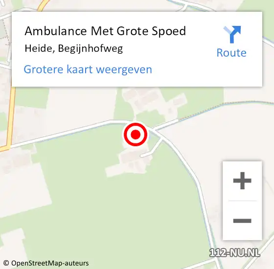 Locatie op kaart van de 112 melding: Ambulance Met Grote Spoed Naar Heide, Begijnhofweg op 1 december 2014 05:17