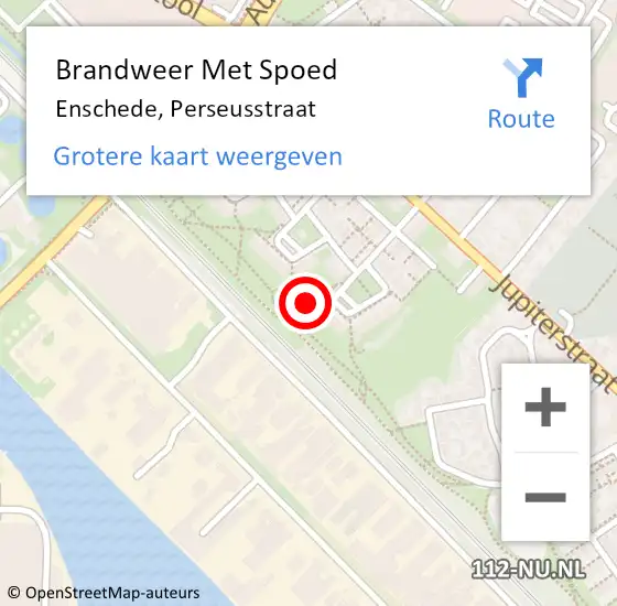 Locatie op kaart van de 112 melding: Brandweer Met Spoed Naar Enschede, Perseusstraat op 1 december 2014 05:23