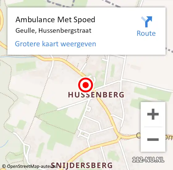 Locatie op kaart van de 112 melding: Ambulance Met Spoed Naar Geulle, Hussenbergstraat op 1 december 2014 06:32