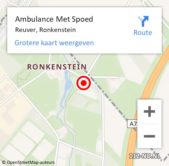 Locatie op kaart van de 112 melding: Ambulance Met Spoed Naar Reuver, Ronkenstein op 1 december 2014 07:28