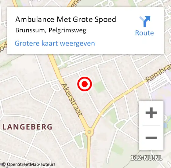 Locatie op kaart van de 112 melding: Ambulance Met Grote Spoed Naar Brunssum, Pelgrimsweg op 1 december 2014 08:19