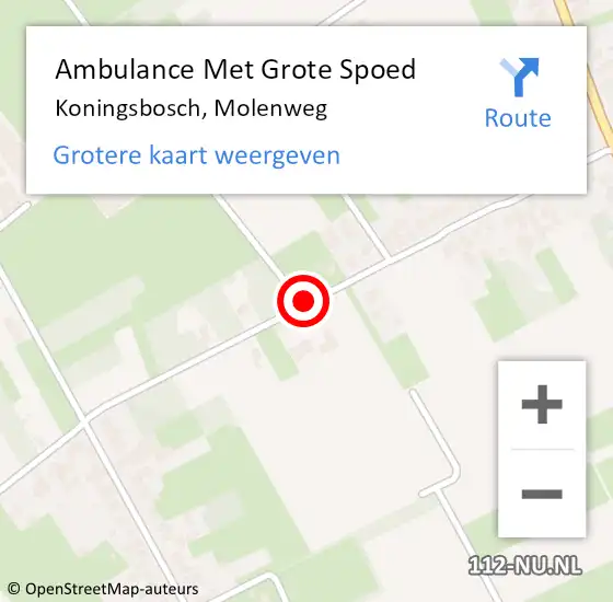 Locatie op kaart van de 112 melding: Ambulance Met Grote Spoed Naar Koningsbosch, Molenweg op 1 december 2014 08:34
