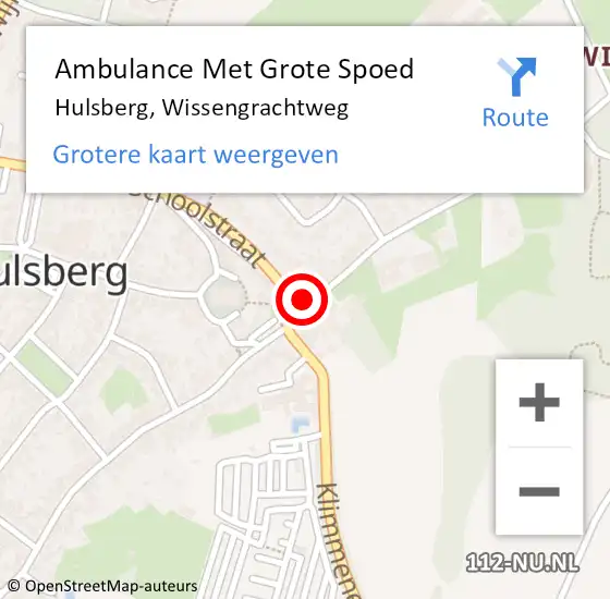 Locatie op kaart van de 112 melding: Ambulance Met Grote Spoed Naar Hulsberg, Wissengrachtweg op 1 december 2014 08:49