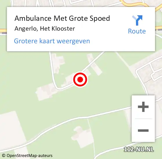 Locatie op kaart van de 112 melding: Ambulance Met Grote Spoed Naar Angerlo, Het Klooster op 1 december 2014 09:50