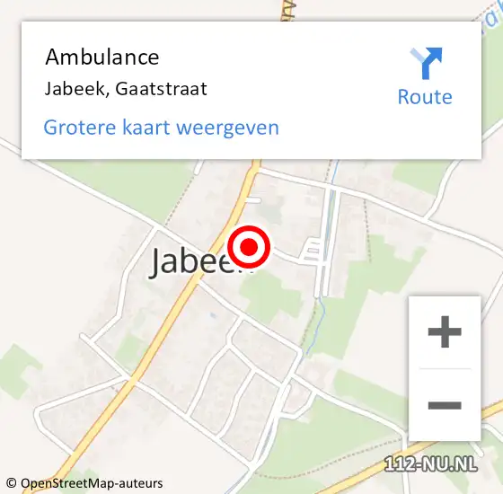 Locatie op kaart van de 112 melding: Ambulance Jabeek, Gaatstraat op 1 december 2014 10:17