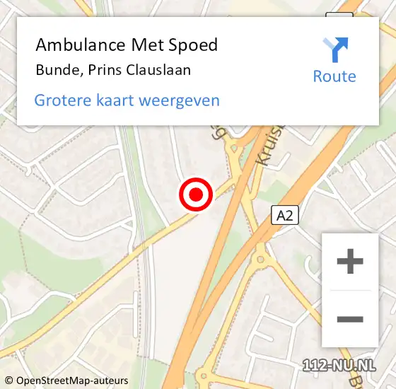 Locatie op kaart van de 112 melding: Ambulance Met Spoed Naar Bunde, Prins Clauslaan op 22 oktober 2013 19:21