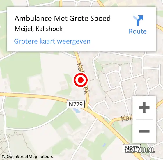 Locatie op kaart van de 112 melding: Ambulance Met Grote Spoed Naar Meijel, Kalishoek op 1 december 2014 11:05