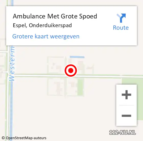 Locatie op kaart van de 112 melding: Ambulance Met Grote Spoed Naar Espel, Onderduikerspad op 1 december 2014 11:56