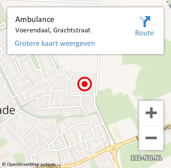 Locatie op kaart van de 112 melding: Ambulance Voerendaal, Grachtstraat op 1 december 2014 12:03