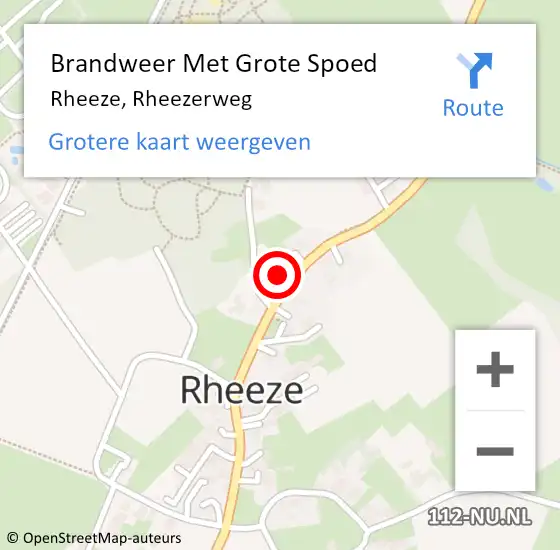 Locatie op kaart van de 112 melding: Brandweer Met Grote Spoed Naar Rheeze, Rheezerweg op 1 december 2014 12:11