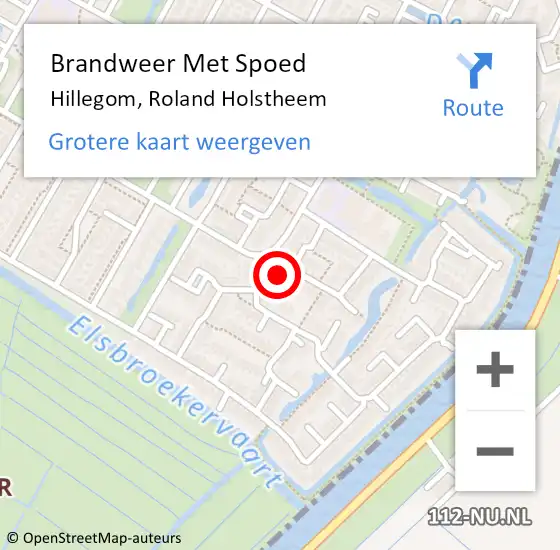 Locatie op kaart van de 112 melding: Brandweer Met Spoed Naar Hillegom, Roland Holstheem op 1 december 2014 12:12