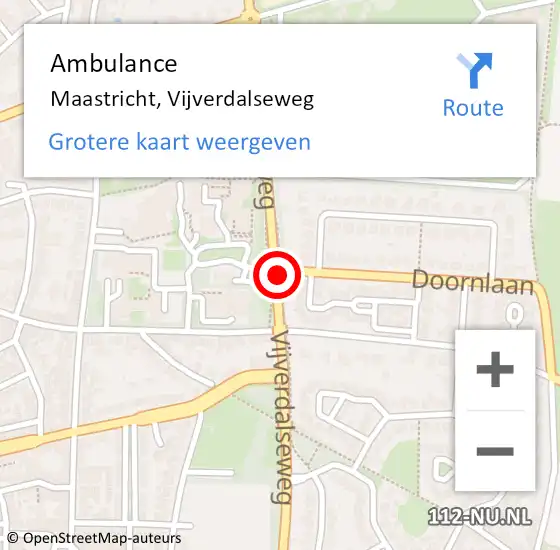 Locatie op kaart van de 112 melding: Ambulance Maastricht, Vijverdalseweg op 1 december 2014 12:13