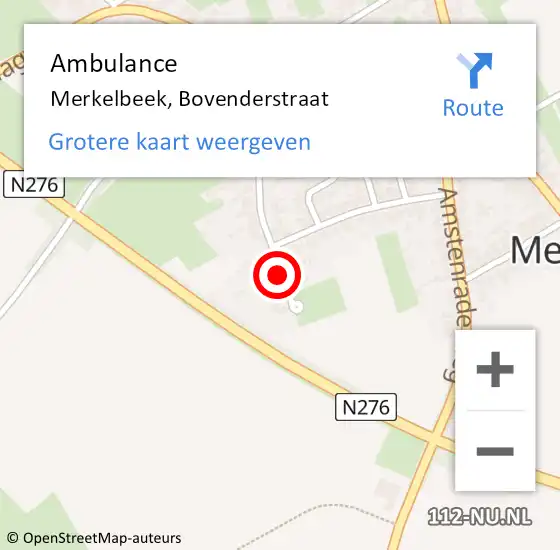 Locatie op kaart van de 112 melding: Ambulance Merkelbeek, Bovenderstraat op 1 december 2014 12:38