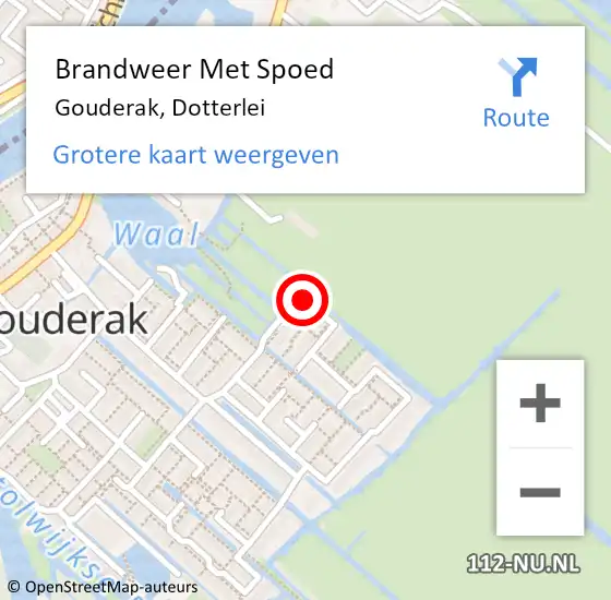 Locatie op kaart van de 112 melding: Brandweer Met Spoed Naar Gouderak, Dotterlei op 1 december 2014 12:50