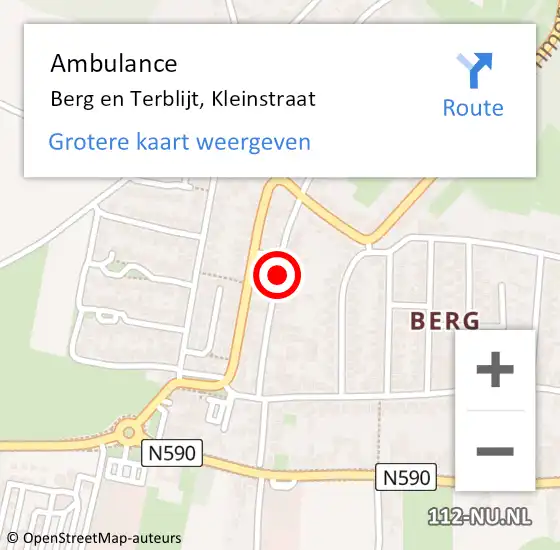 Locatie op kaart van de 112 melding: Ambulance Berg en Terblijt, Kleinstraat op 1 december 2014 12:51