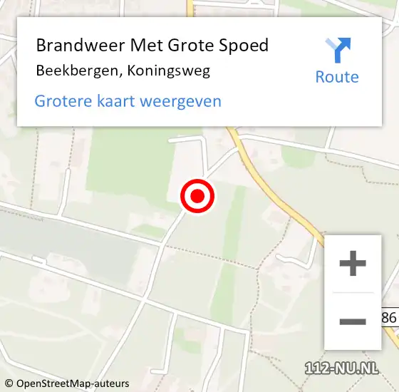 Locatie op kaart van de 112 melding: Brandweer Met Grote Spoed Naar Beekbergen, Koningsweg op 1 december 2014 12:58