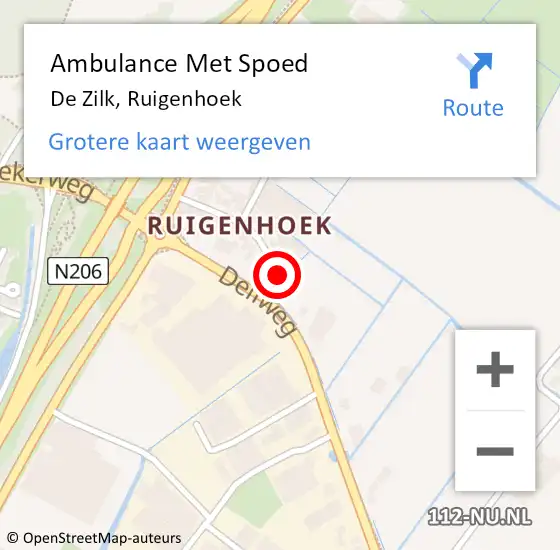 Locatie op kaart van de 112 melding: Ambulance Met Spoed Naar De Zilk, Ruigenhoek op 1 december 2014 13:17