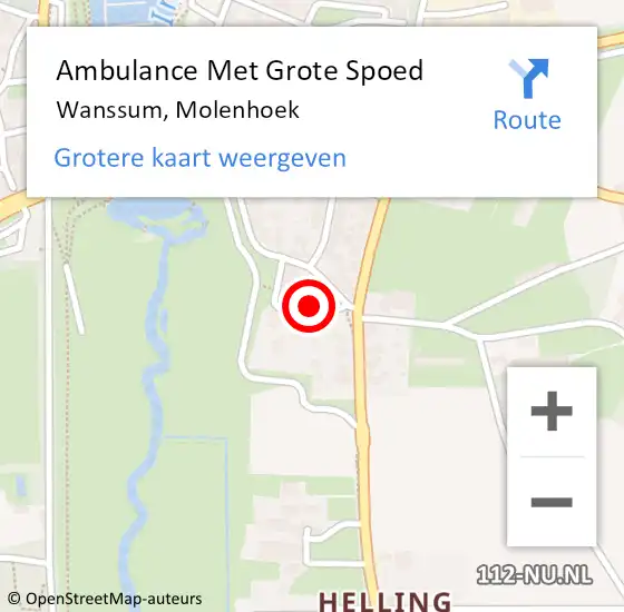 Locatie op kaart van de 112 melding: Ambulance Met Grote Spoed Naar Wanssum, Molenhoek op 1 december 2014 13:18