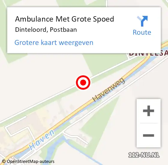 Locatie op kaart van de 112 melding: Ambulance Met Grote Spoed Naar Dinteloord, Postbaan op 1 december 2014 13:33