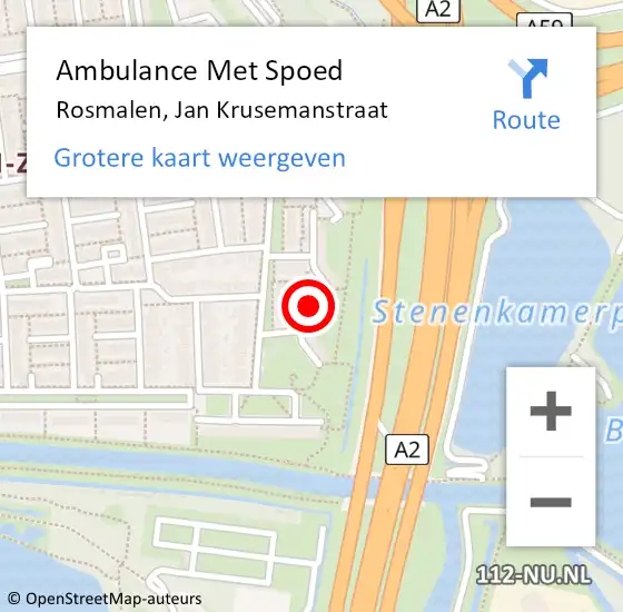 Locatie op kaart van de 112 melding: Ambulance Met Spoed Naar Rosmalen, Jan Krusemanstraat op 1 december 2014 14:04