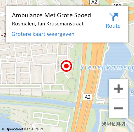 Locatie op kaart van de 112 melding: Ambulance Met Grote Spoed Naar Rosmalen, Jan Krusemanstraat op 1 december 2014 14:13