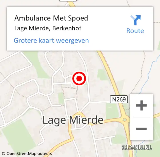 Locatie op kaart van de 112 melding: Ambulance Met Spoed Naar Lage Mierde, Berkenhof op 1 december 2014 14:16