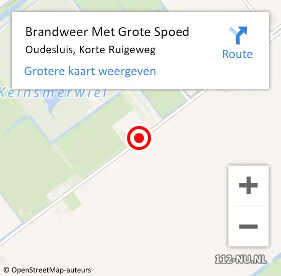 Locatie op kaart van de 112 melding: Brandweer Met Grote Spoed Naar Oudesluis, Korte Ruigeweg op 1 december 2014 14:51