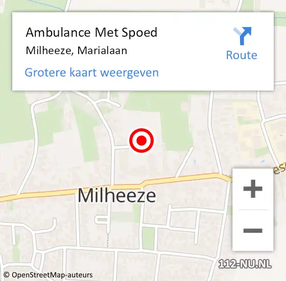 Locatie op kaart van de 112 melding: Ambulance Met Spoed Naar Milheeze, Marialaan op 1 december 2014 15:32