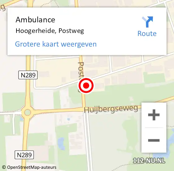 Locatie op kaart van de 112 melding: Ambulance Hoogerheide, Postweg op 1 december 2014 15:35