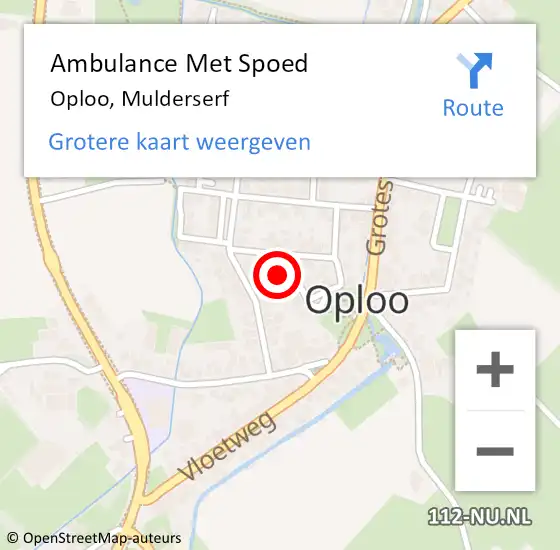 Locatie op kaart van de 112 melding: Ambulance Met Spoed Naar Oploo, Mulderserf op 1 december 2014 15:42