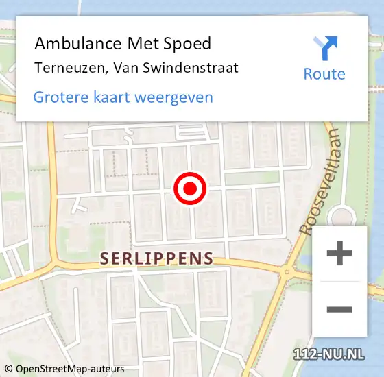 Locatie op kaart van de 112 melding: Ambulance Met Spoed Naar Terneuzen, Van Swindenstraat op 1 december 2014 15:42