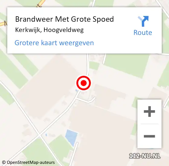 Locatie op kaart van de 112 melding: Brandweer Met Grote Spoed Naar Kerkwijk, Hoogveldweg op 1 december 2014 15:54