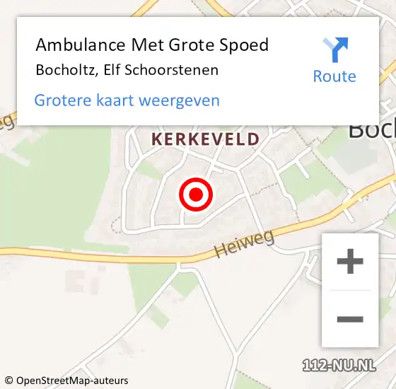 Locatie op kaart van de 112 melding: Ambulance Met Grote Spoed Naar Bocholtz, Elf Schoorstenen op 1 december 2014 16:06