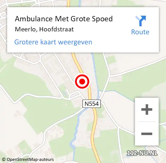 Locatie op kaart van de 112 melding: Ambulance Met Grote Spoed Naar Meerlo, Hoofdstraat op 1 december 2014 16:26