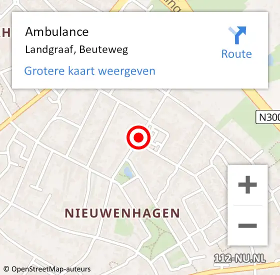 Locatie op kaart van de 112 melding: Ambulance Landgraaf, Beuteweg op 1 december 2014 16:29