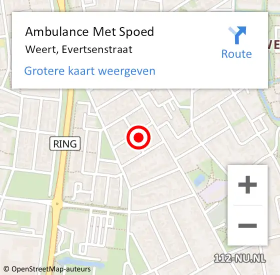 Locatie op kaart van de 112 melding: Ambulance Met Spoed Naar Weert, Evertsenstraat op 1 december 2014 17:00