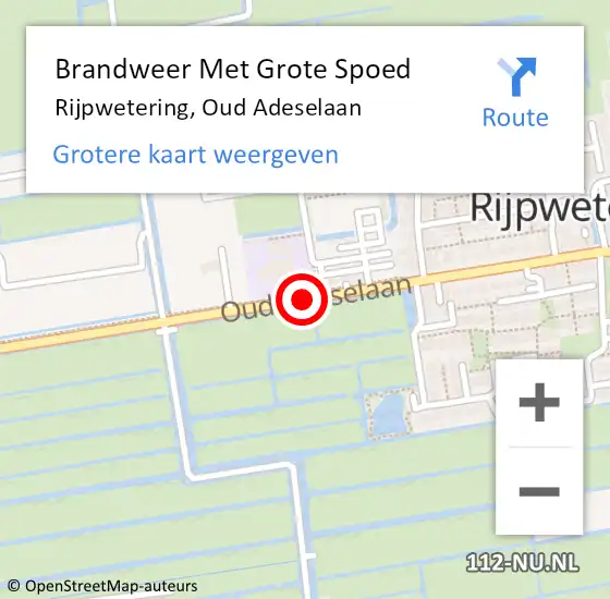 Locatie op kaart van de 112 melding: Brandweer Met Grote Spoed Naar Rijpwetering, Oud Adeselaan op 1 december 2014 17:03