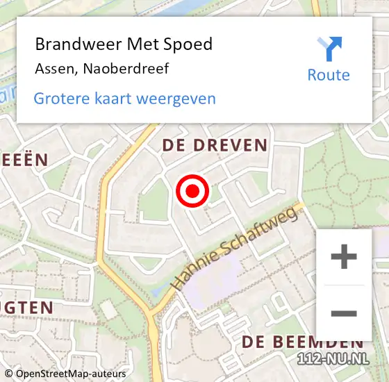 Locatie op kaart van de 112 melding: Brandweer Met Spoed Naar Assen, Naoberdreef op 1 december 2014 17:08