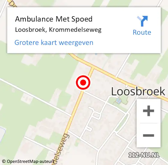 Locatie op kaart van de 112 melding: Ambulance Met Spoed Naar Loosbroek, Krommedelseweg op 1 december 2014 17:33