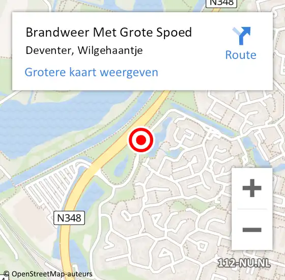 Locatie op kaart van de 112 melding: Brandweer Met Grote Spoed Naar Deventer, Wilgehaantje op 1 december 2014 19:01