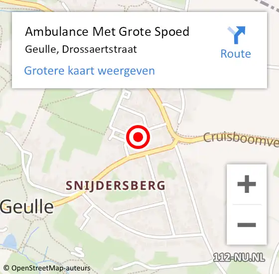 Locatie op kaart van de 112 melding: Ambulance Met Grote Spoed Naar Geulle, Drossaertstraat op 1 december 2014 19:02