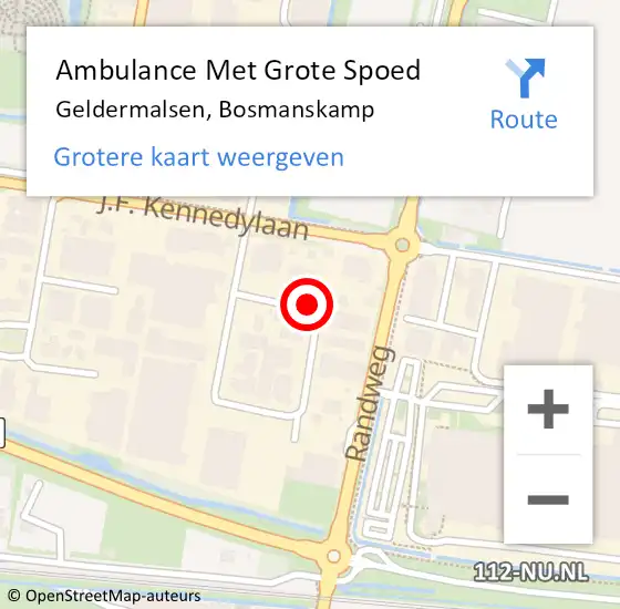 Locatie op kaart van de 112 melding: Ambulance Met Grote Spoed Naar Geldermalsen, Bosmanskamp op 1 december 2014 19:15