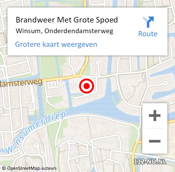 Locatie op kaart van de 112 melding: Brandweer Met Grote Spoed Naar Winsum, Onderdendamsterweg op 1 december 2014 19:22