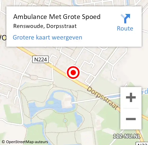 Locatie op kaart van de 112 melding: Ambulance Met Grote Spoed Naar Renswoude, Dorpsstraat op 1 december 2014 21:12