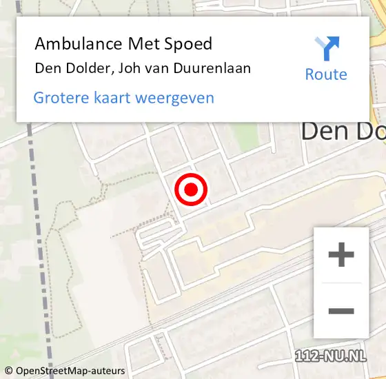 Locatie op kaart van de 112 melding: Ambulance Met Spoed Naar Den Dolder, Joh van Duurenlaan op 1 december 2014 22:29