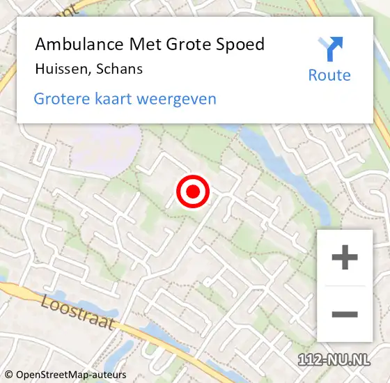 Locatie op kaart van de 112 melding: Ambulance Met Grote Spoed Naar Huissen, Schans op 1 december 2014 22:46