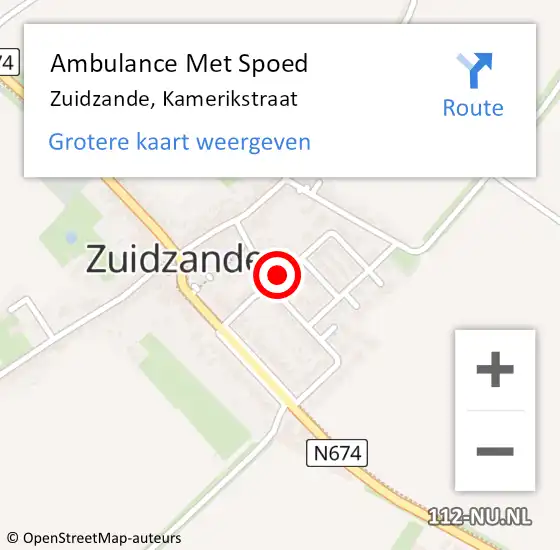 Locatie op kaart van de 112 melding: Ambulance Met Spoed Naar Zuidzande, Kamerikstraat op 2 december 2014 00:21