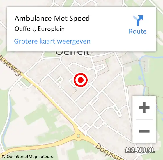 Locatie op kaart van de 112 melding: Ambulance Met Spoed Naar Oeffelt, Europlein op 2 december 2014 00:40